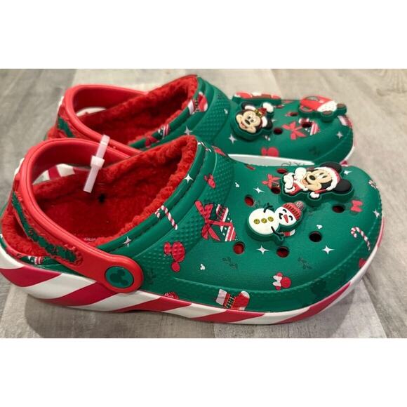 Crocs Mickey Mouse Holiday Lined Classic Slingback Clogs Sz M4/W6 Green Slip On - Picture 4 of 10